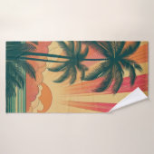 Coucher de soleil rétro/tropical vintage/hawaïen (Serviette de bain)