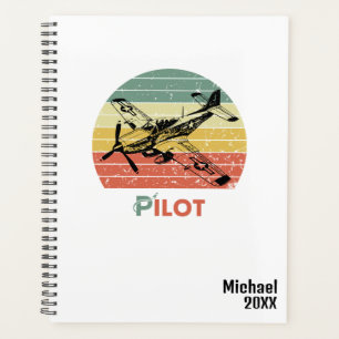 Coucher de soleil Rétro Vintage & Avion, Monogramm