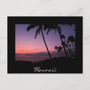 Coucher de soleil rose et violet noir Hawaii carte