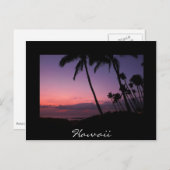 Coucher de soleil rose et violet noir Hawaii carte (Devant / Derrière)