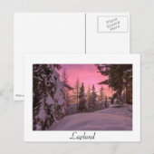Coucher de soleil rose lapland blanc texte carte p (Devant / Derrière)