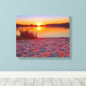 Coucher de soleil rose sur la toile de plage envel (Insitu (Plancher de Bois))