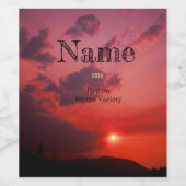 Coucher de soleil rouge, Étiquette de vin personna (Étiquettes simples)