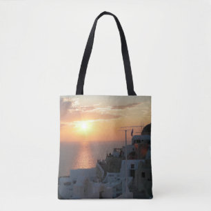 Coucher de soleil Santorin sur tout le Sac fourre-