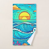 Coucher de soleil sous-marin vibrant (Serviette à main)