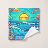 Coucher de soleil sous-marin vibrant (Gant de toilette)