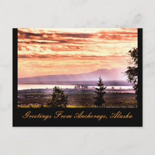Coucher de soleil sur Anchorage, carte postale des