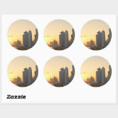 Coucher de soleil sur Doha, Qatar rond autocollant (Feuille)