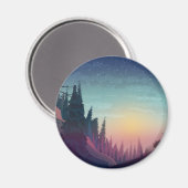 Coucher de soleil sur forêt magneet (Voorkant / Achterkant)