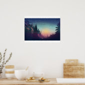 Coucher de soleil sur forêt poster (Keuken)