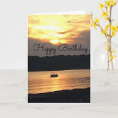 COUCHER DE SOLEIL SUR LA CARTE D'ANNIVERSAIRE DU L (Fleur jaune)