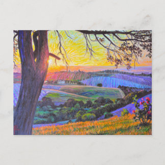 Coucher de soleil sur la carte postale Peachy Cany