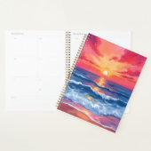 Coucher de soleil sur la côte fuchsia | Aquarelle (Devant avec enveloppe)