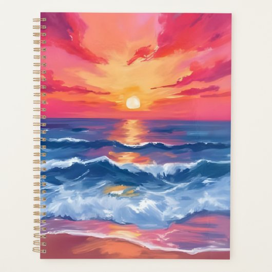 Coucher de soleil sur la côte fuchsia | Aquarelle (Devant)