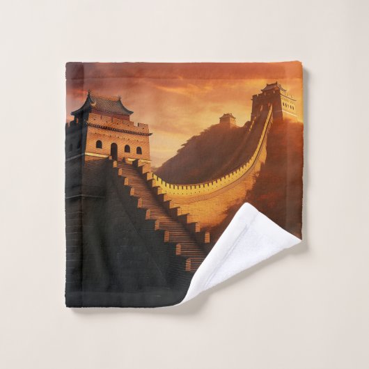 Coucher de soleil sur la Grande Muraille de Chine  (Gant de toilette)