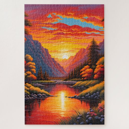 Coucher de soleil sur la montagne Puzzle (Vertical)
