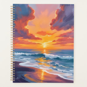 Coucher de soleil sur la plage aquarelle peinture