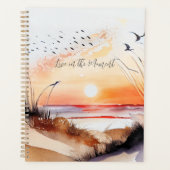 Coucher de soleil sur la plage avec des oiseaux (Devant)