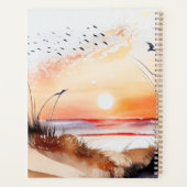 Coucher de soleil sur la plage avec des oiseaux (Dos)
