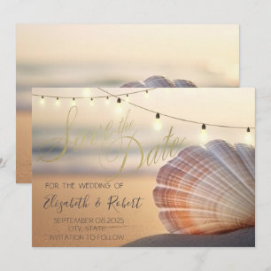 Coucher de soleil sur la plage Coquillage Carte de