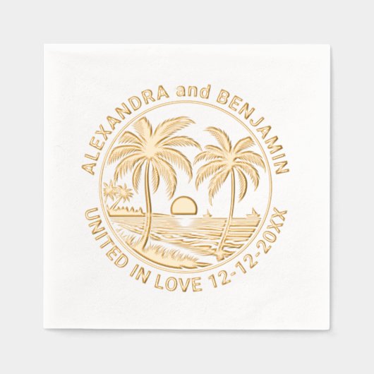 Coucher De Soleil Sur La Plage, Palmiers Mariage C (Recto)