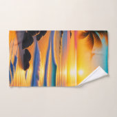 Coucher de soleil sur la plage vivid (Serviette à main)