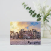 Coucher de soleil sur la rue à Riga Carte Postale (Debout devant)