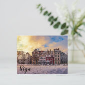 Coucher de soleil sur la rue à Riga Carte Postale (Debout devant)