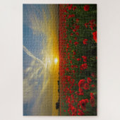 Coucher de soleil sur le champ de pavot puzzle (Vertical)