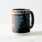 Coucher de soleil sur le lac Forest Café Mug (Devant droit)