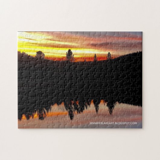 Coucher de soleil sur le Puzzle d'Olson Lake (Horizontal)
