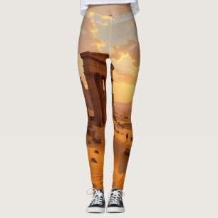 Coucher de soleil sur le temple perdu Leggings col