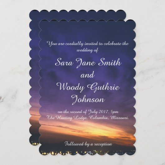 Coucher De Soleil Sur Les Invitations De Mariage D (Devant / Derrière)