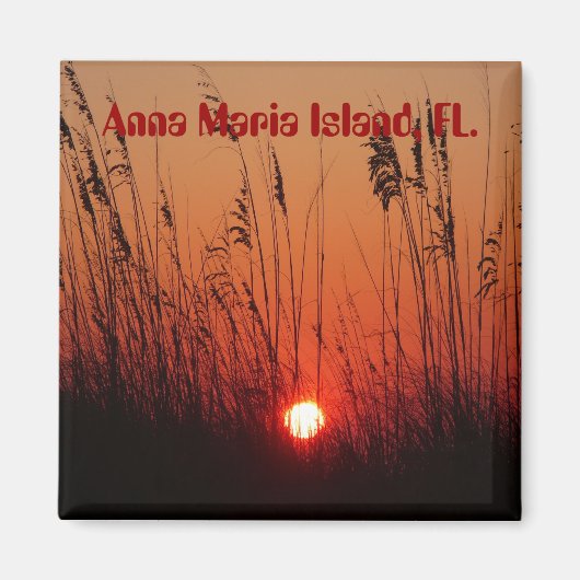 Coucher de soleil sur l'île Anna Maria, FL, aimant (Devant)