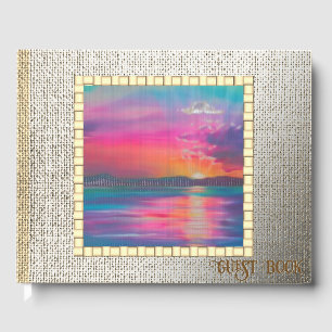 Coucher de soleil sur toile de jute