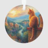 Coucher de soleil toscan avec un chat roux (dos)