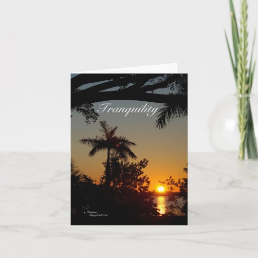 Coucher de soleil Tranquille Palmier Note carte (Devant)