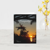 Coucher de soleil Tranquille Palmier Note carte (Fleur jaune)