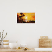 Coucher de soleil tropical avec affiche de bateaux (Cuisine)