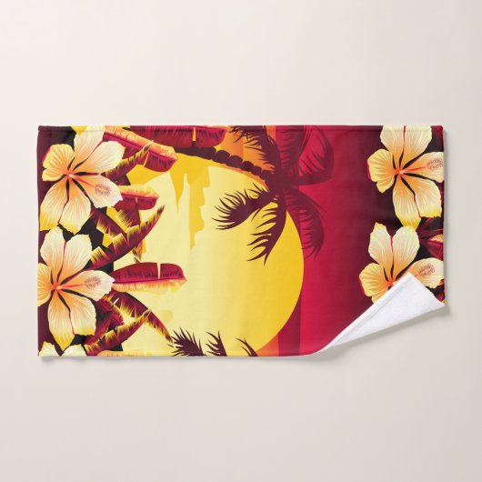 Coucher de soleil tropical avec palmiers (Serviette à main)