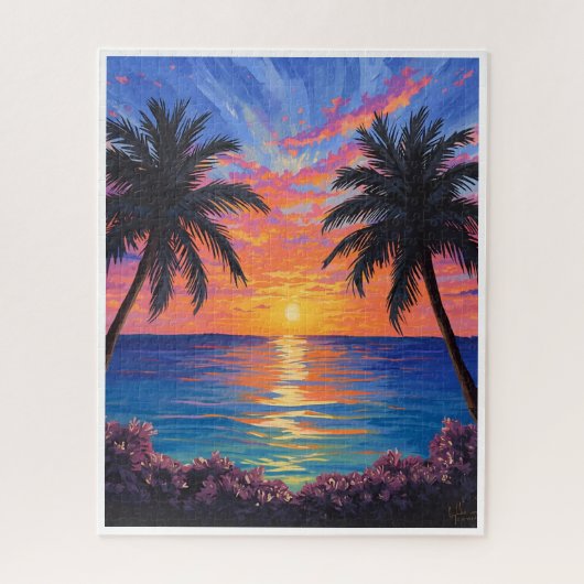 Coucher de soleil tropical – Puzzle vibrant de l'o (Vertical)