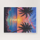 Coucher de soleil tropical – Puzzle vibrant de l'o (Horizontal)