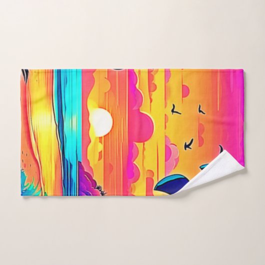 Coucher de soleil tropical vif (Serviette à main)