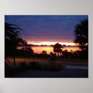 "Coucher du soleil affiche à vieille baie de