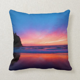 Coucher du soleil au-dessus du coussin de jet de