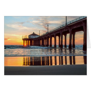 Coucher du soleil de pilier de Manhattan Beach