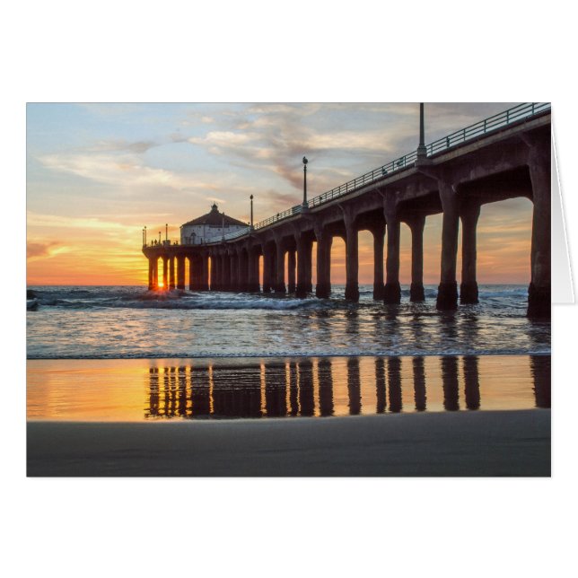Coucher du soleil de pilier de Manhattan Beach (Devant Horizontal)