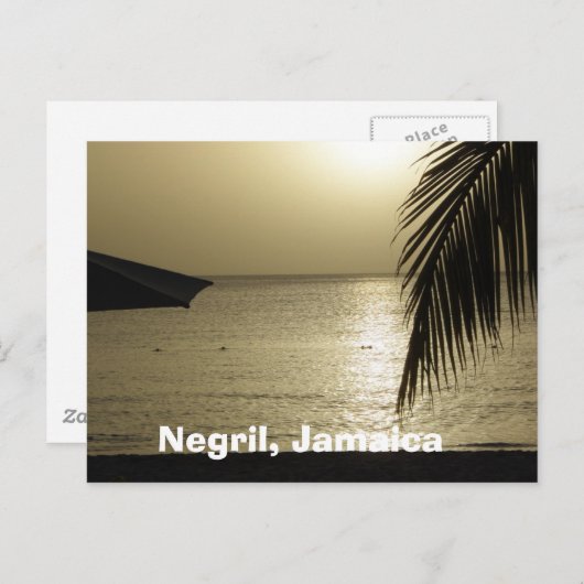 Coucher du soleil : Negril, Carte postale Jamaïque (Devant / Derrière)