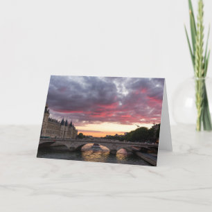 Coucher du soleil sur la carte de voeux de la