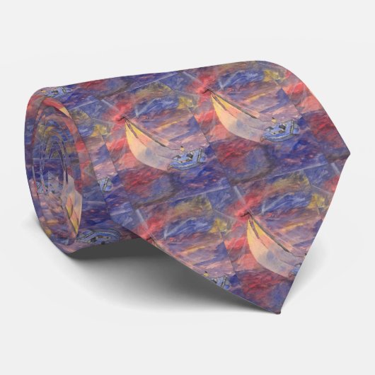 Coucher du soleil sur la cravate orageuse de mers (Roulé)